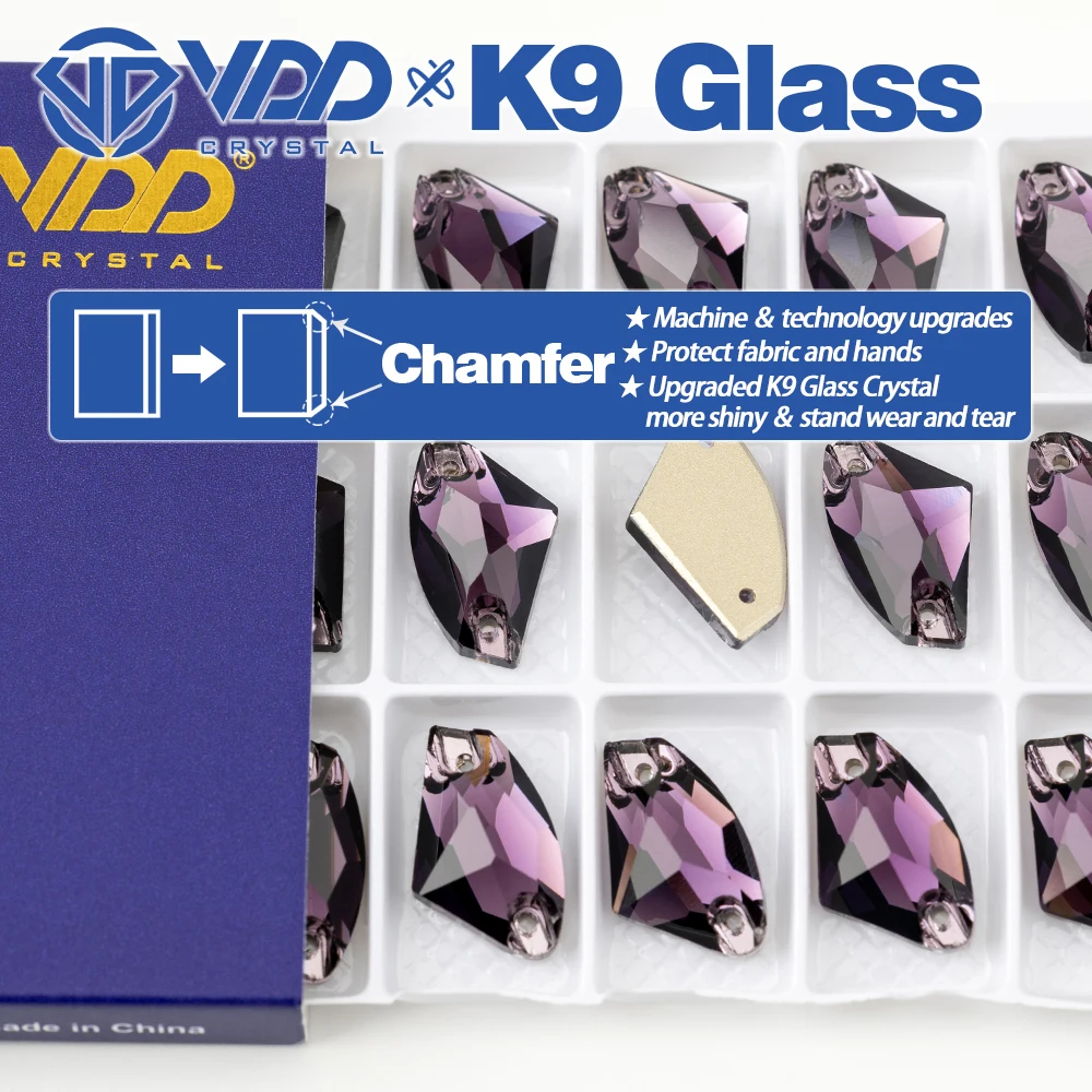 VDD S120 Tanzanit Galaktische K9 Glas-Aufnäher-Strasssteine Hochwertige AAAAA Kristall-Flachboden-Nähsteine – Detail 2