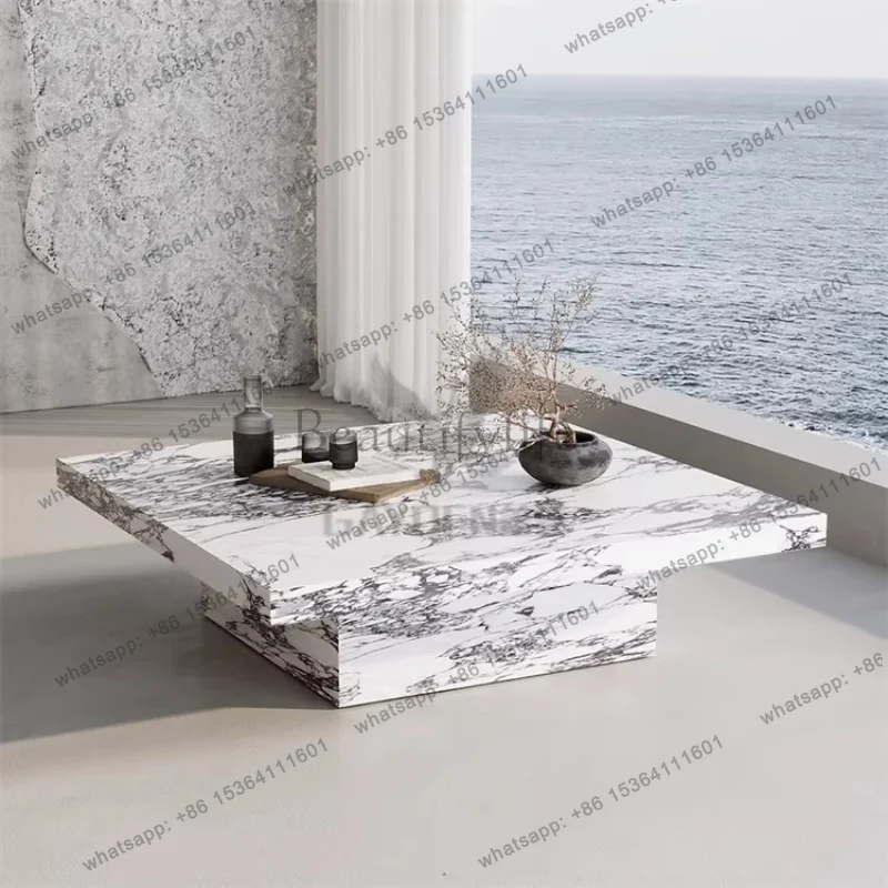 zj.luxury coffee table Modern minimalist rock tea Pallet design square Metal painted base home accessories Italian minimalist