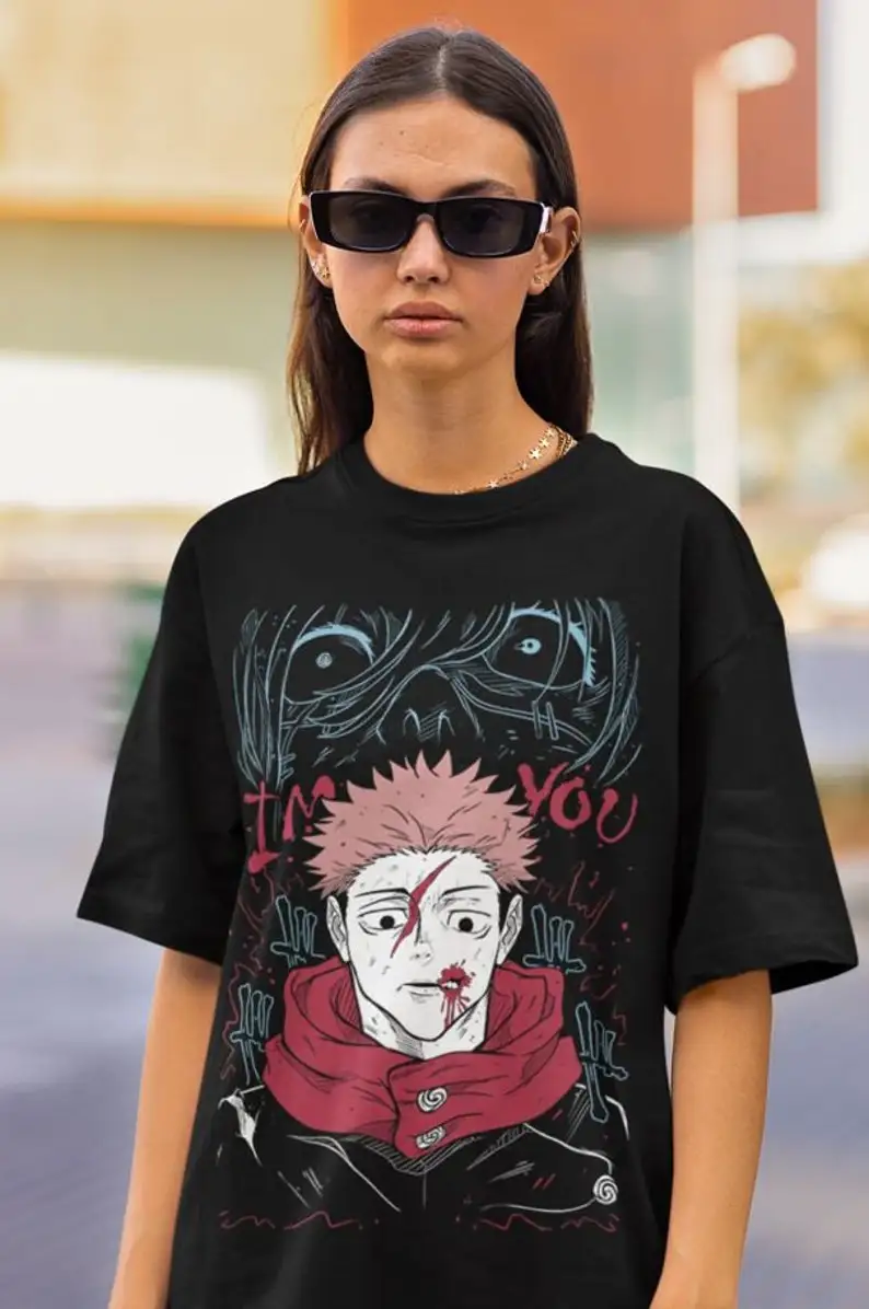 Unisex Horror Manga Creepy Girl T-Shirt, Dark Anime Gothic T-Shirt, Manga Gothic T-Shirt Inactive