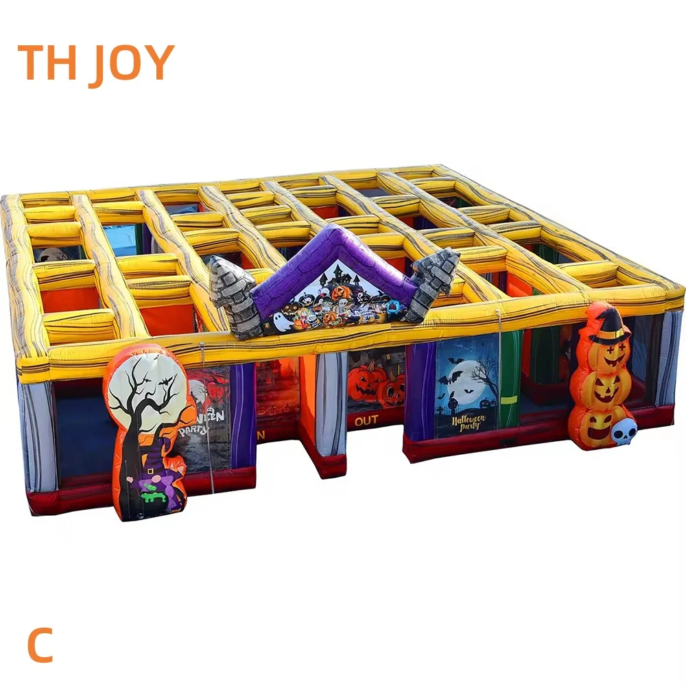 Envío rápido, festival de laberinto inflable de Halloween/Navidad, 2025 nuevos juegos de etiquetas láser de casa huanted inflable campo de laberinto