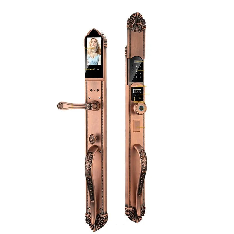 All copper 3D facial recognition smart lock villa double door home security door fingerprint password lock