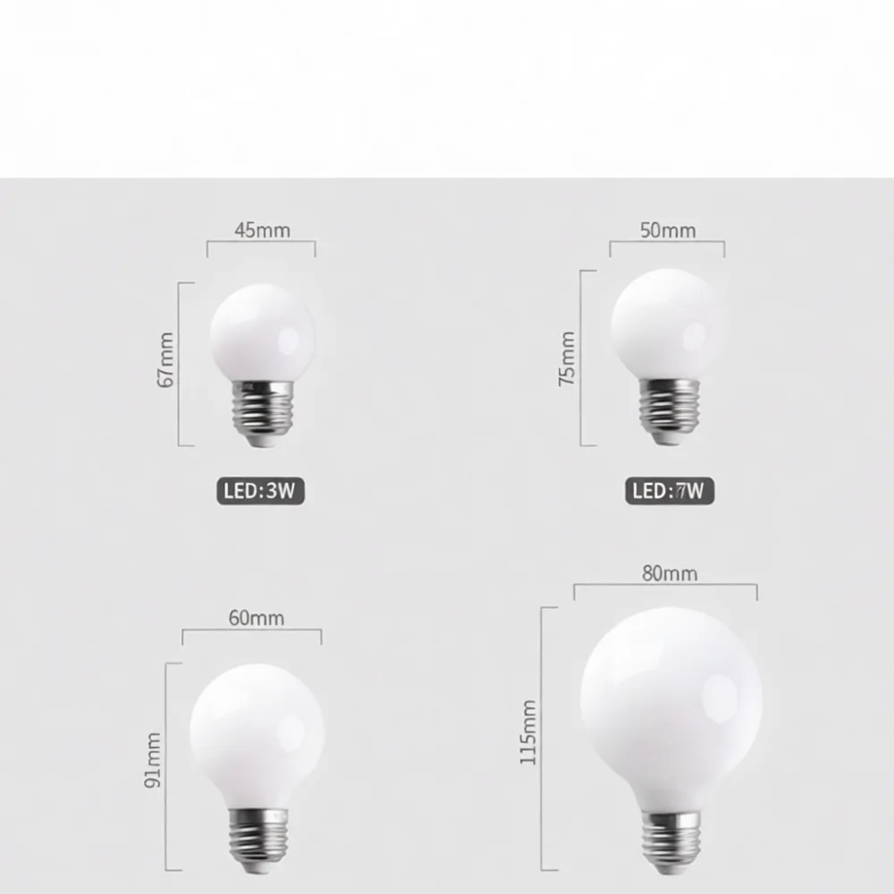 G95 LED Globe Filament Bulb Dimmable Warm White Light Decorative Glass Lamp For Modern Home Cafe Interior E27 Lighting