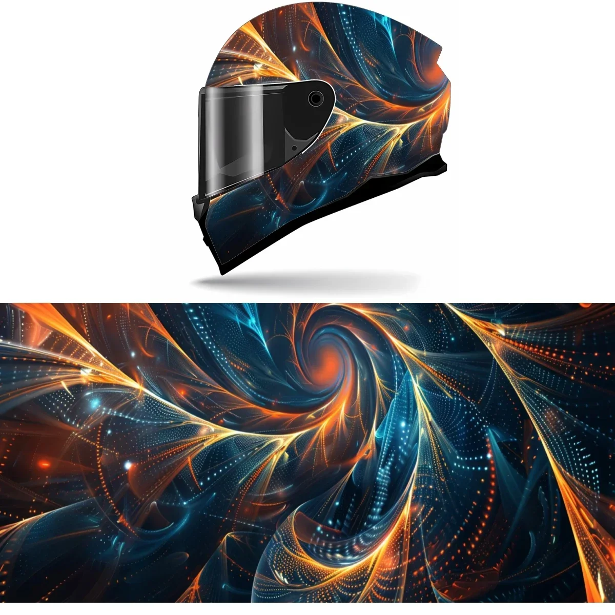 

Fantasy 3D Spiral Art Full Helmet Wrap Sticker Motorcycle Helmet Racing Graphic Decal Vinyl Wrap Helmet Decor Sticker