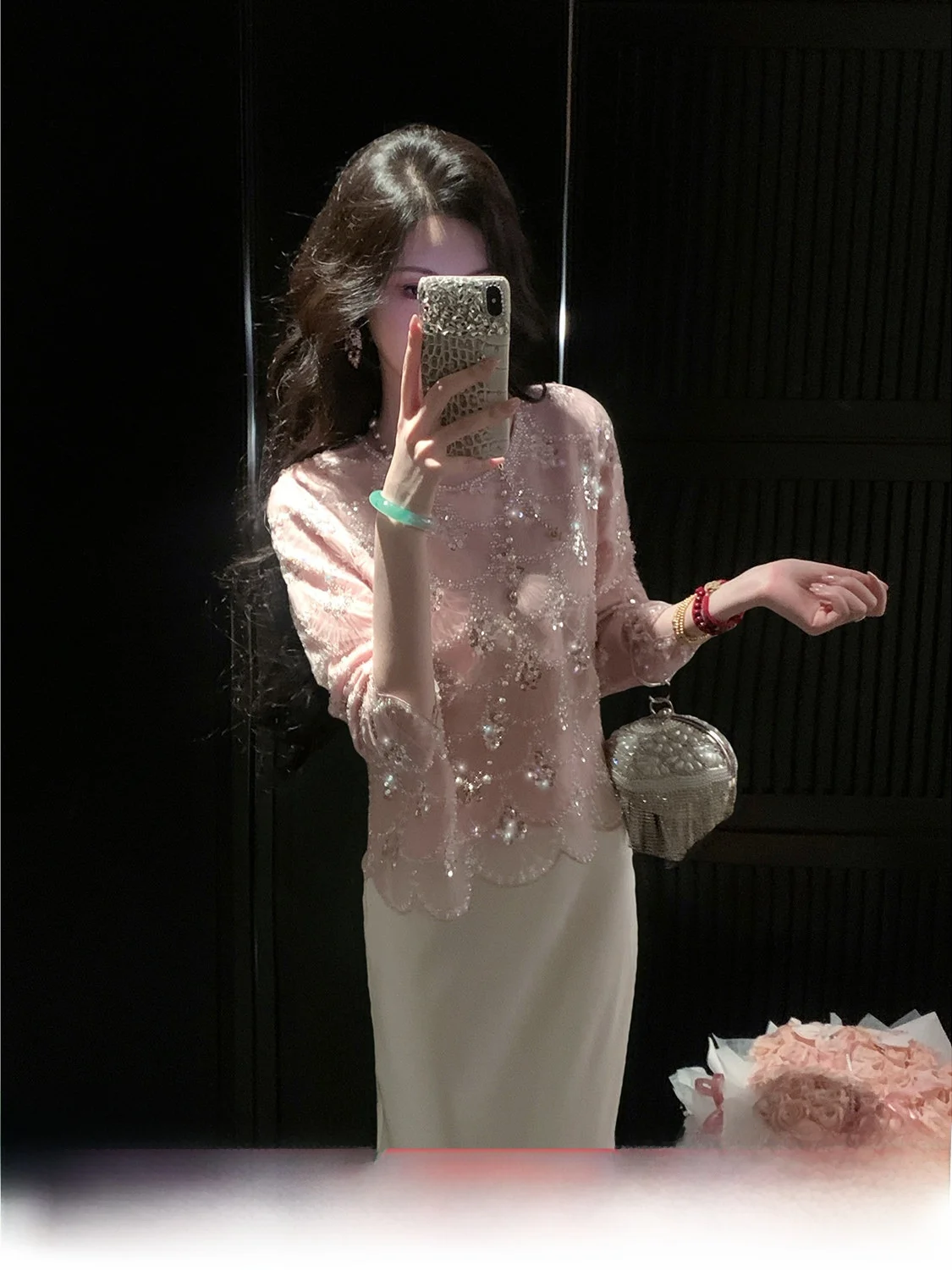 

Новая женская блузка Sy Spring с длинным рукавом, ярко-розовая, с богатой отделкой, в китайском стиле, свободного кроя, с круглым вырезом, для повседневной носки