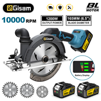 Gisam 165mm Brushless Electric Circular Saw 10000RPM Cordless Adjustbale Angle Woodworking Power Tool For Makita 18v Battey Pins