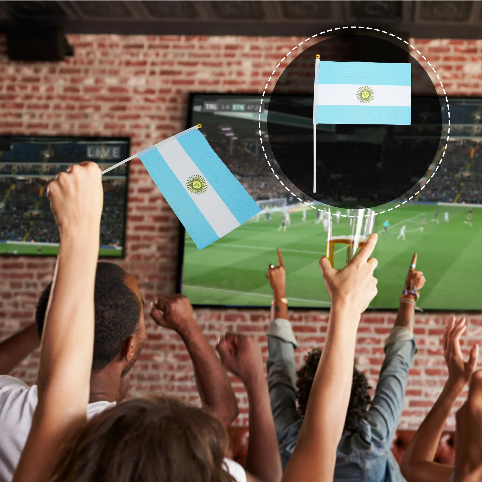 

50 Pcs Cheering Flag Hand Flags Football Small Banner on Sticks National Polyester