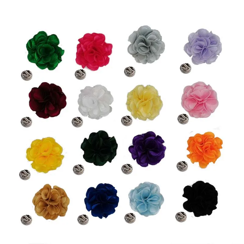 ดอกไม้ติดปกเสื้อผู้ชาย 16 ชิ้น เข็มกลัดติดปกเสื้อผู้ชาย งานแฮนด์เมด ผ้าซาติน