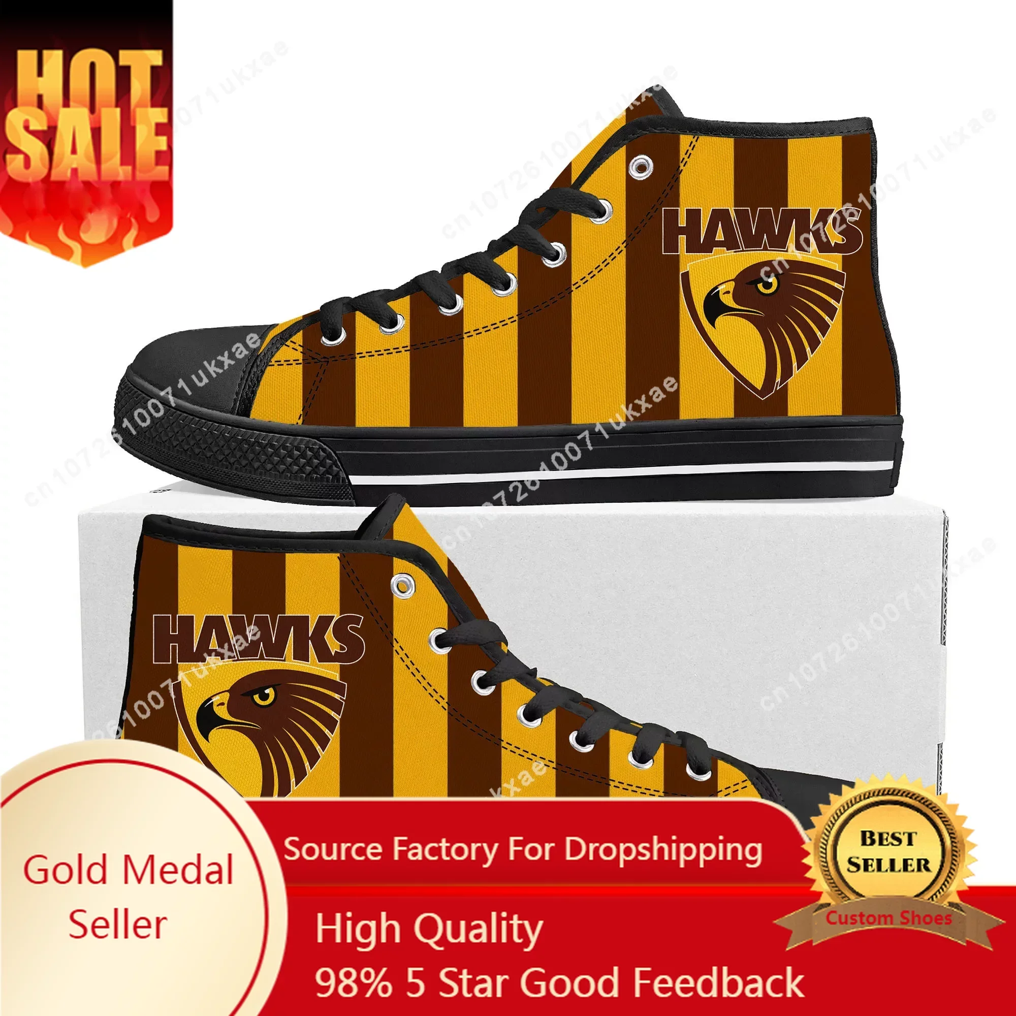 

Hawthorn Australian Football High Top Sneakers Mens Womens Teenager High Quality Canvas Sneaker couple Shoe Casual Custom Shoes