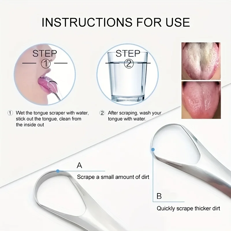 Stainless Steel Tongue Scraper Set with Portable Case Odorless, Oral Care Tool for Fresh Breath Tongue Cleaning Plate