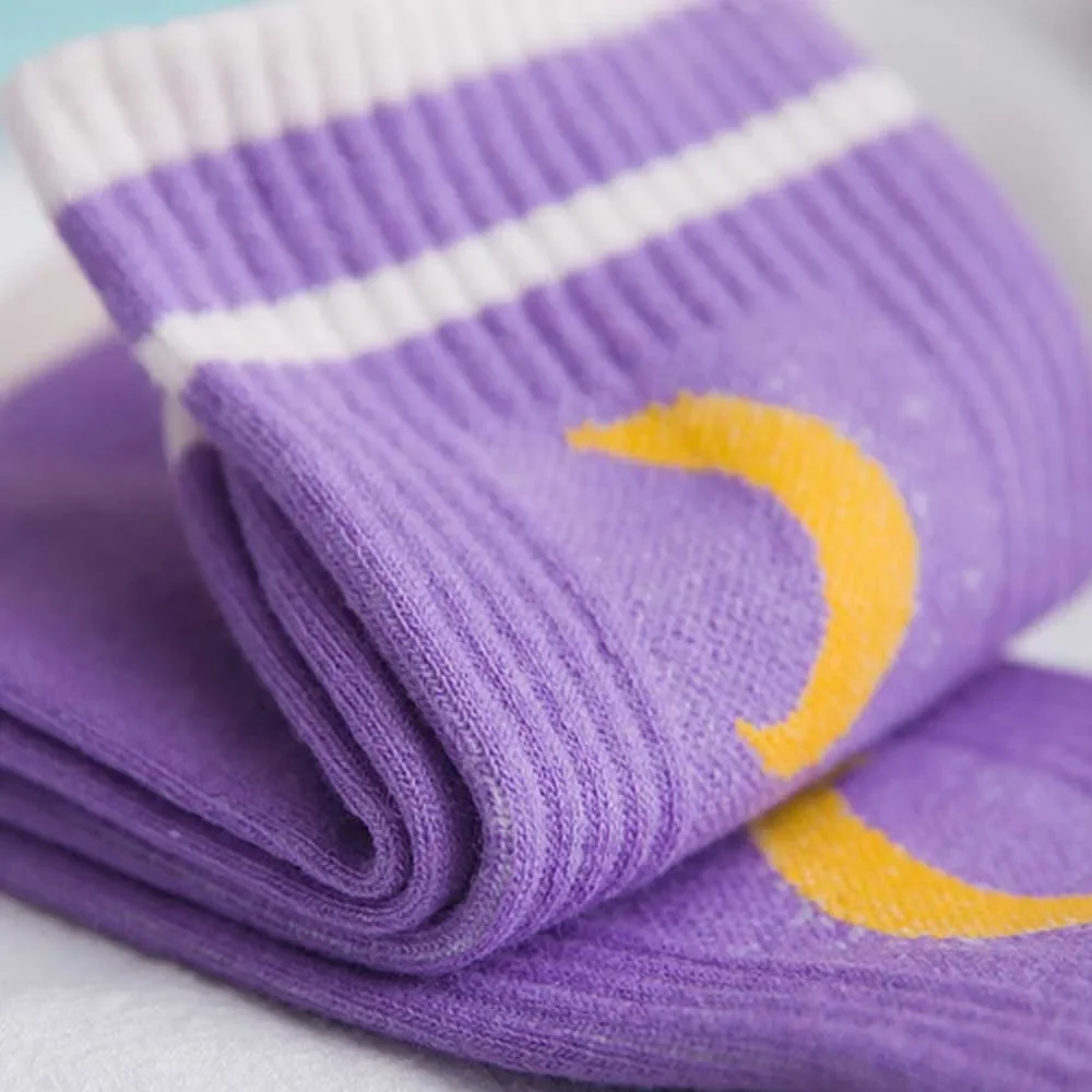 Мужчины Женщины Harajuku Хип-Хоп Осенние эластичные длинные носки с ребристой отделкой Новые лунные буквы в полоску с принтом Пары Хлопковые чулочно-носочные изделия