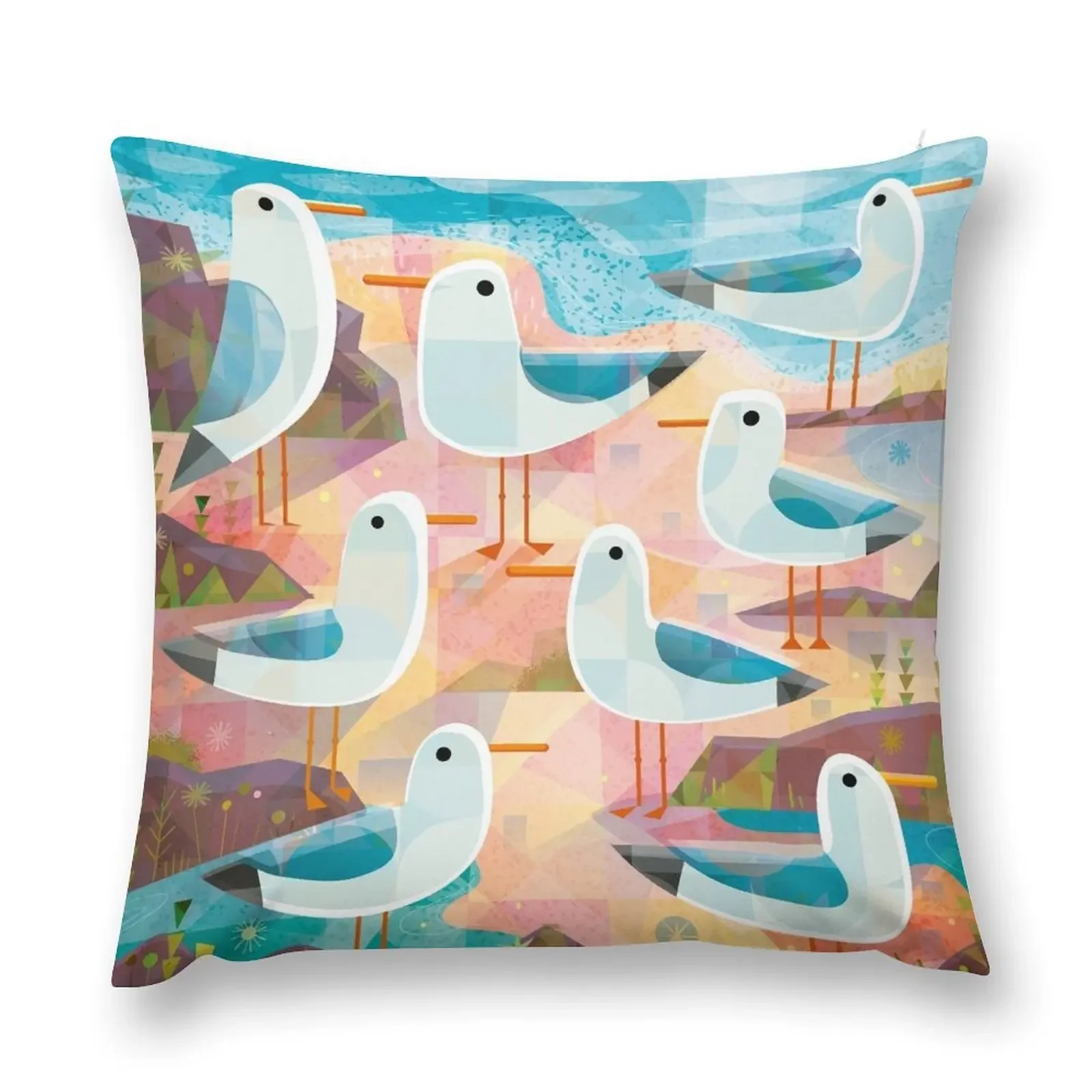 Seagulls on a Sunlit Shore Throw Pillow Decorative Cushions For Luxury Sofa Cushion Cover Set Marble Cushion Cover pillow