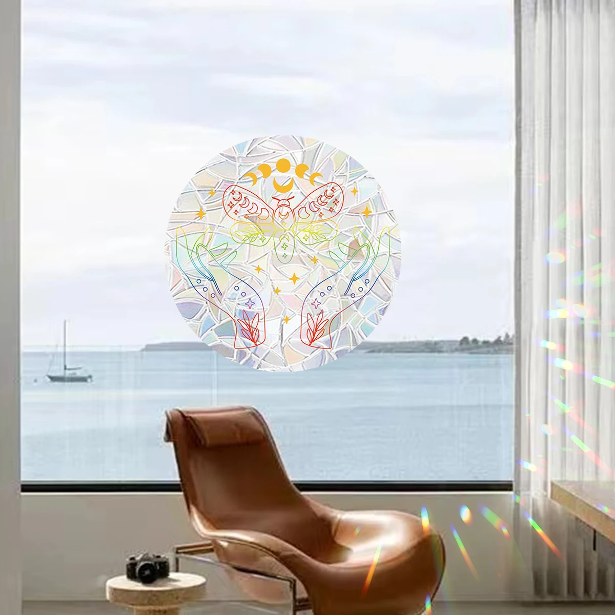 Cartoon Laser Prism Holding Star Sunlight Sun Catch Windows Stickers Children Room Decor for The Living Room Decoration Bedroom