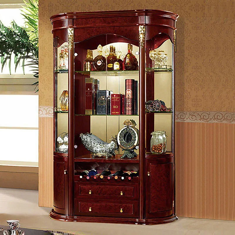 Classic Royal Solid Wood Bar Counter Cabinet Oak Wine Storage Cabinet Wooden Cupboard For Living Room Furniture