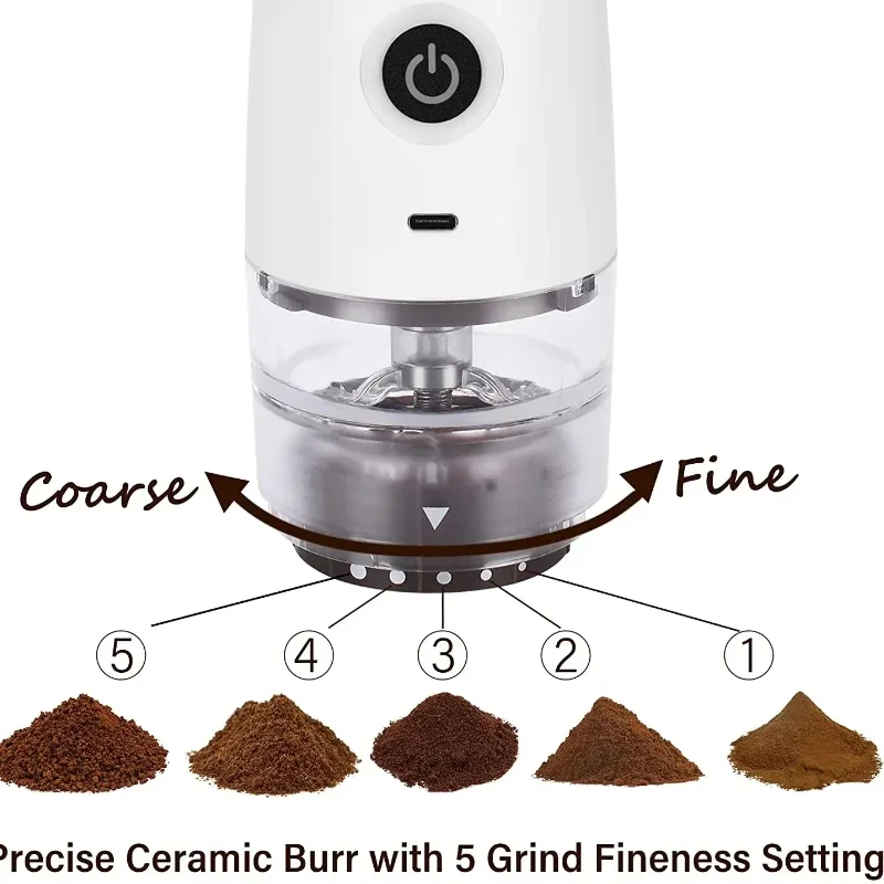 

Mini Portable Coffee Maker 5 Modes One-Touch Automatic Grinder Electric Pepper Herb Spice Coffee Bean Grinder