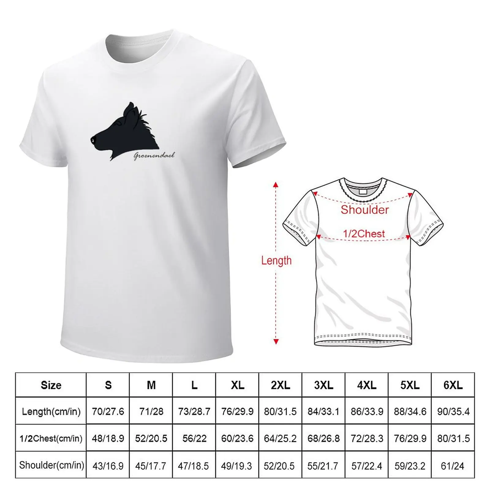 Groenendael silhouette T-Shirt korean fashion vintage sweat cute clothes heavy weight t shirts for men