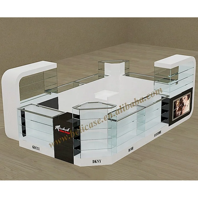 

custom，Good Quality Glass Showcase Perfume Kiosk Smoke Showcase Mall Kiosk Idea Led Glass Counter