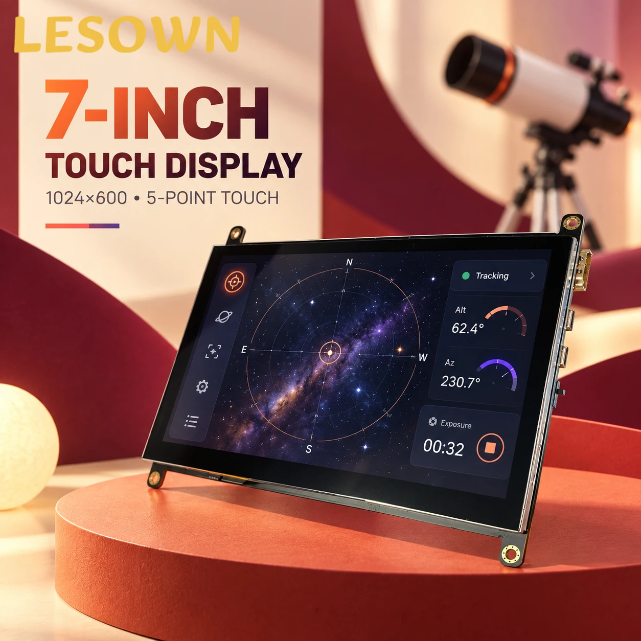 Raspberry Pi 10.1 Inch Capacitive Touch Screen Ips - LESOWN 7 หน้าจอสัมผัสแบบคาปาซิทีฟ 5 จุด ขนาด