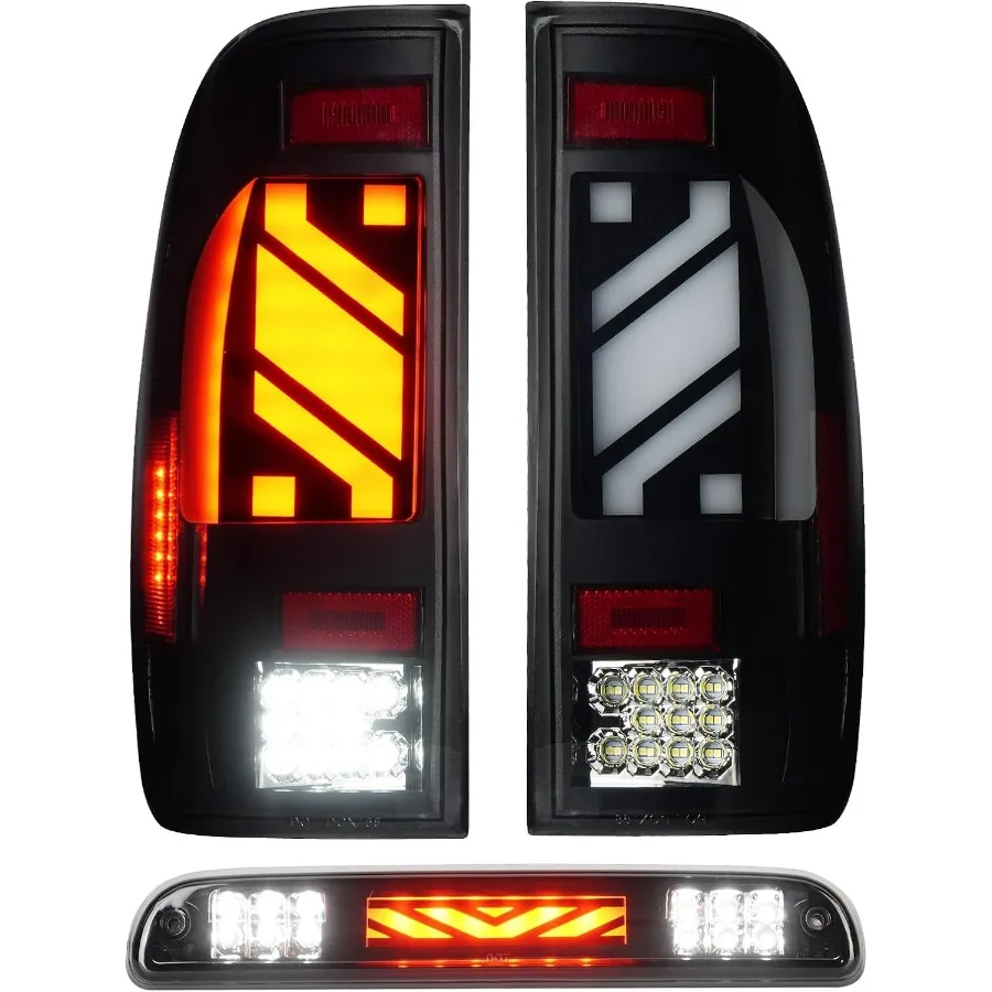 مجموعة مصابيح خلفية LED + مصباح بضائع الفرامل الثالث الثالث مناسب لسيارة Ford F250 F350 Super Duty 1999-2007، ضوء إيقاف خلفي عالي التركيب Ta