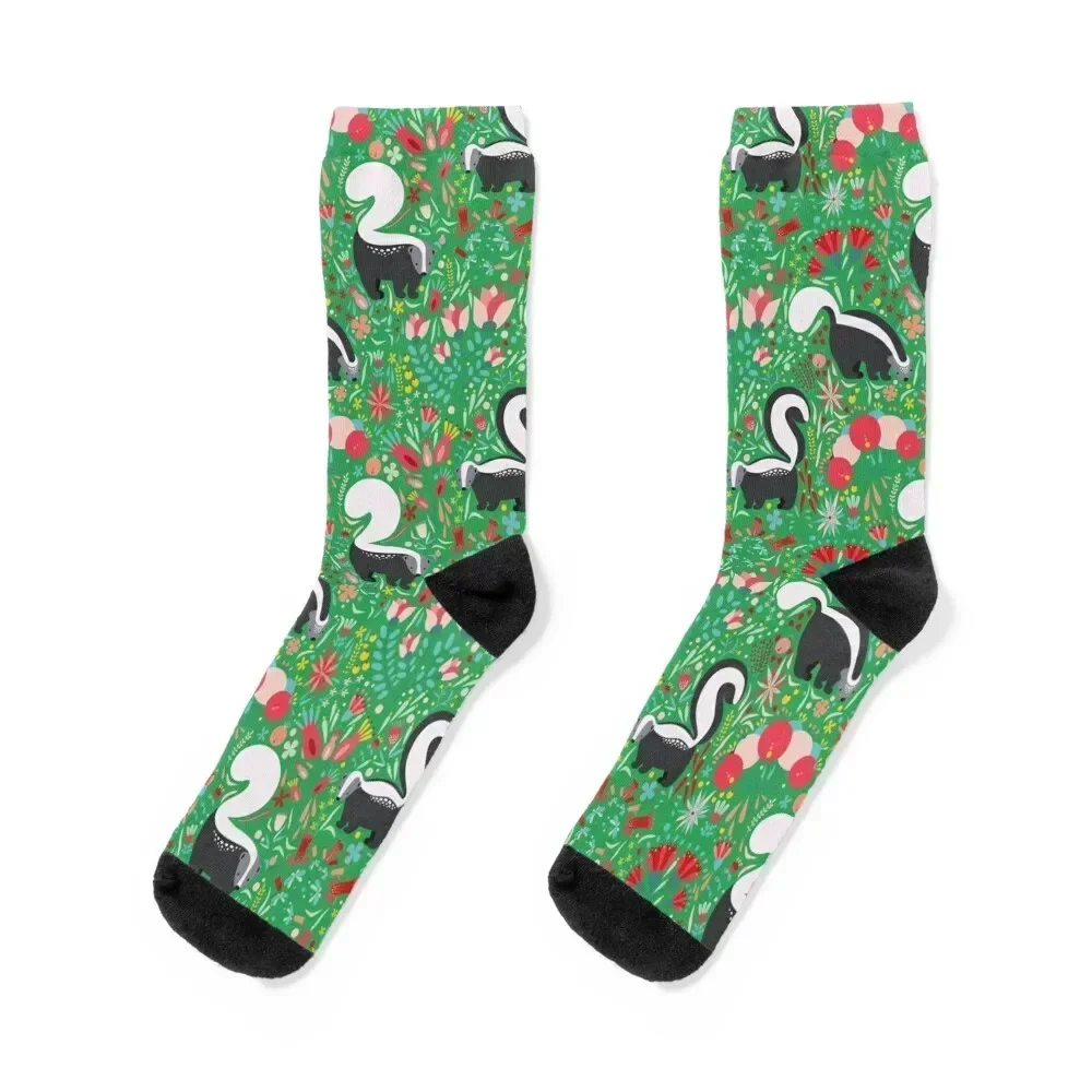 

skunk pattern among flowers and fruits Socks loose football tennis Socks Men's Women's