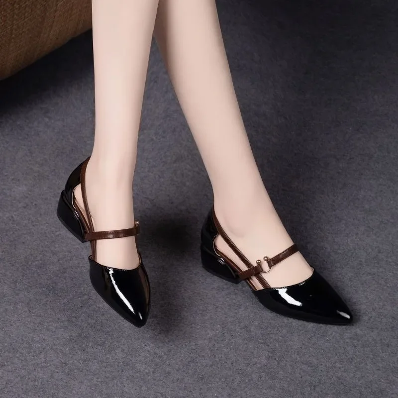 Luxury Baotou Summer Women\'s Sandals New Pointed Thick Heels Party Fashion High Top Sandals