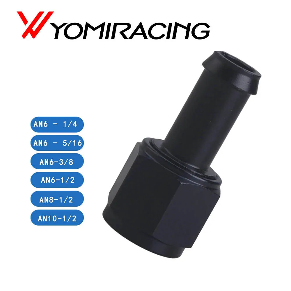 YOMI hembra recta de aluminio negro AN6 AN8 AN10 a 3/8 5/16 1/2 1/4 conector adaptador de manguera giratoria de púas