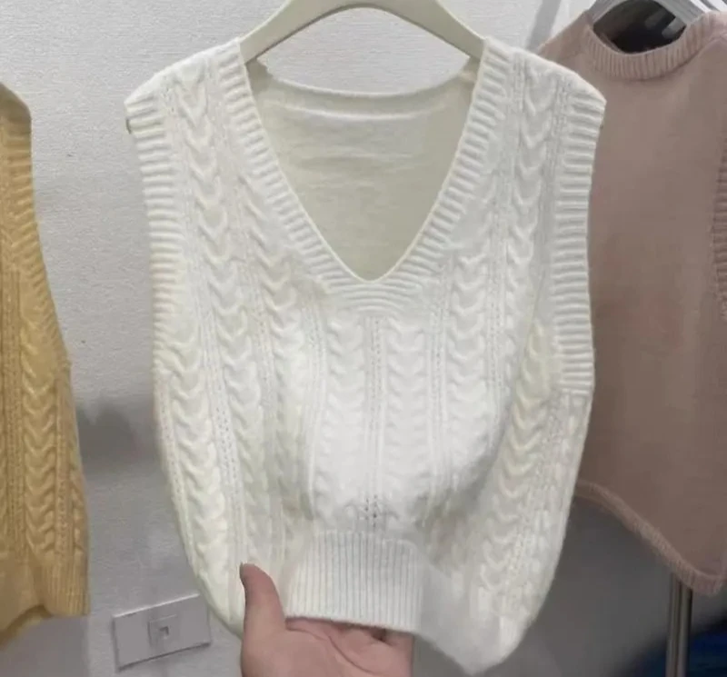 풀오버 니트 조끼 루즈핏 가을 신상 조끼 숏 스웨터 컬리지 조끼