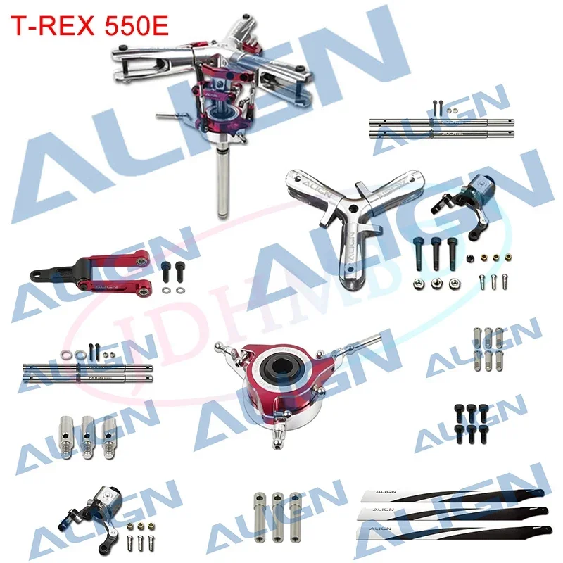 ALIGN T-REX 550EThree-Blade Rotor Head  Tri-Blades Main Shaft  ThreeTail Pitch Assembly Three Tail Blade Set Parts RC Helicopter