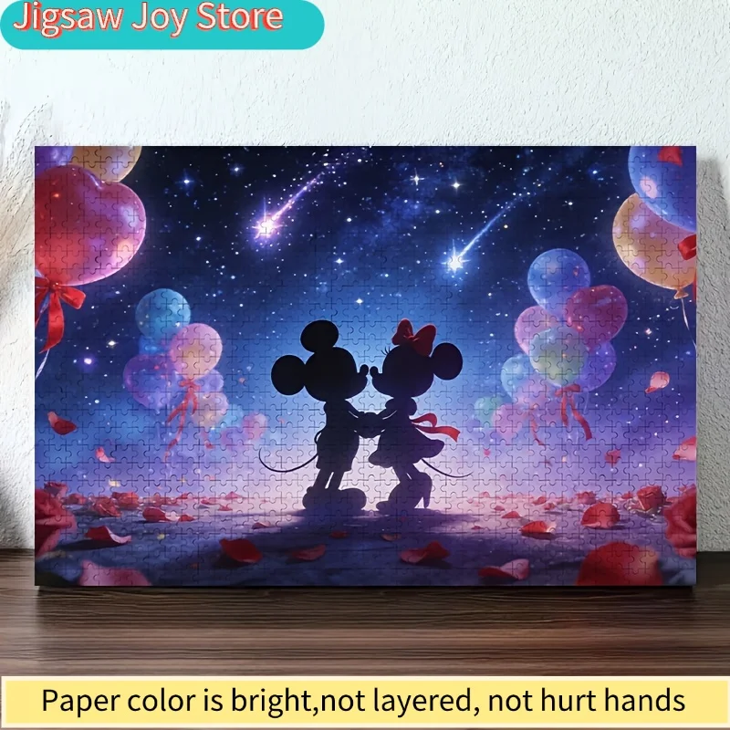 จิ๊กซอว์บอลลูน 2 มิติ 1,000 ชิ้น ลายดิสนีย์ สตาร์รี่ ไนท์ มิกกี้ & มินนี่ โรส |   ของขวัญวันวาเลนไทน์, ของเล่นคลายเครียดสำหรับผู้ใหญ่, ของสะสม