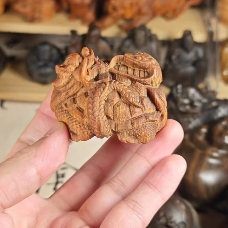 

Arborvitae Mature Material Wood Carving Hand Pieces Xuanwu Dragon Turtle Crafts Hand Toy Turtle Xuanwu Ornament Decoration Car D