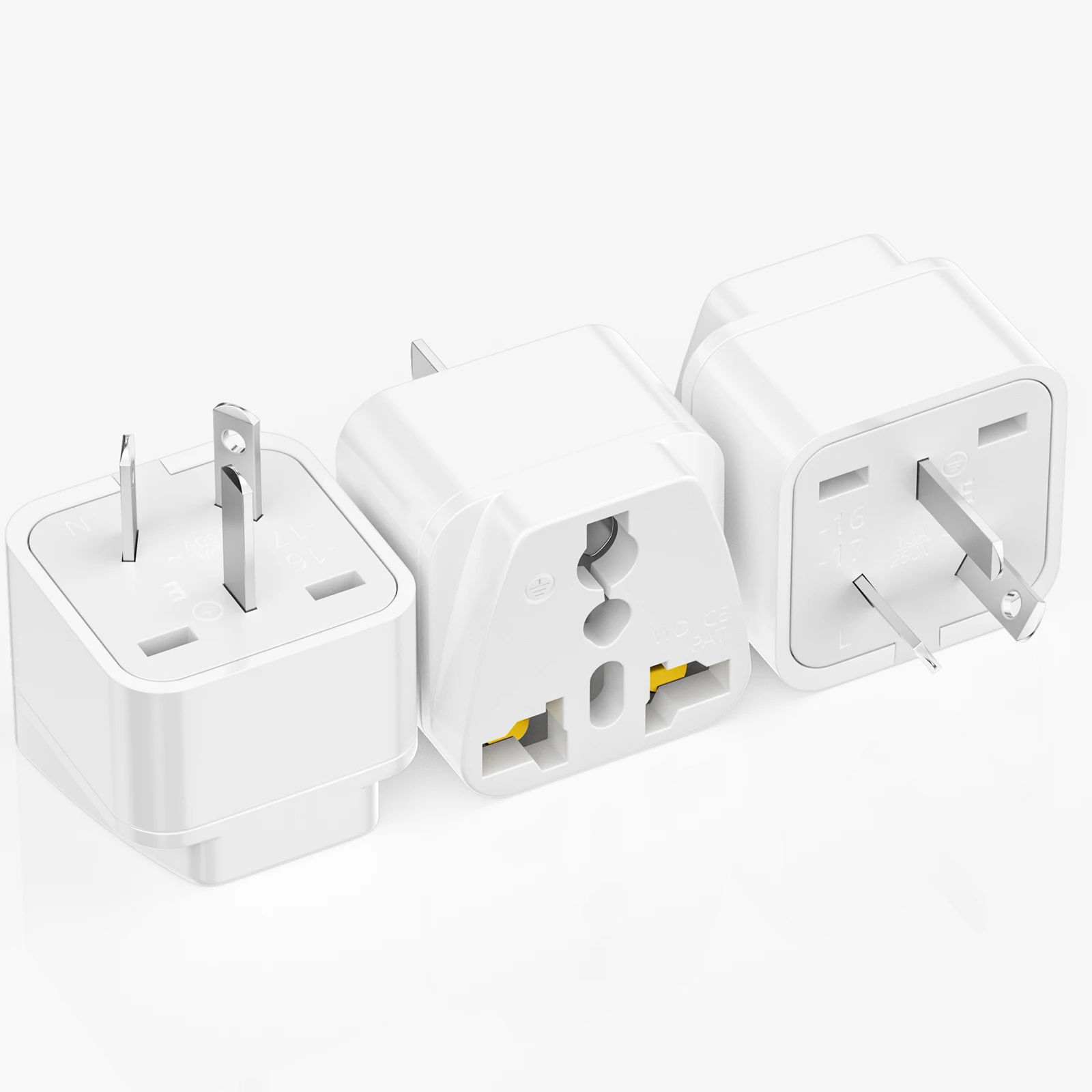 

3 PCS Australian Universal Travel Plug Adapter, Australia to EU US UK Converter Socket 3 Pin Safety Ground Pin Travel Adapter