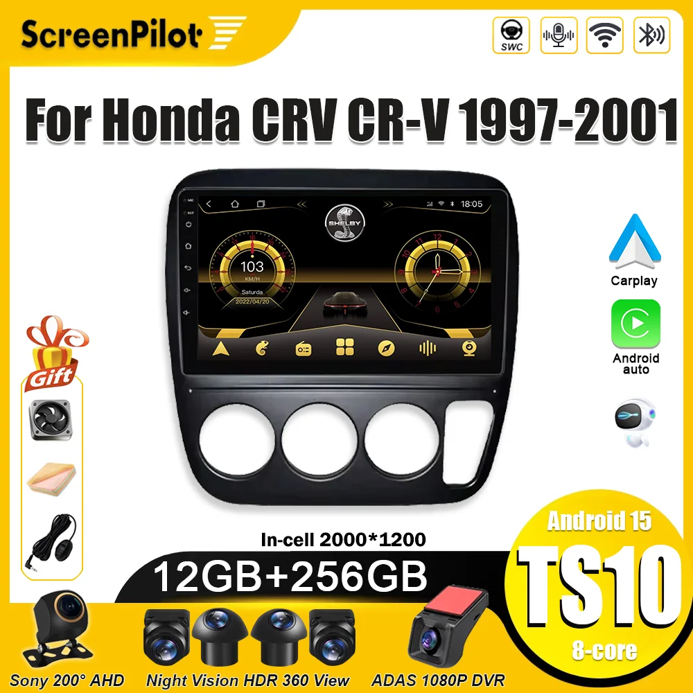 Android 16 For Honda CRV CR-V 1997-2001 Multimedia Video Player Car Radio  GPS Navigation Touch Screen Intelligent System Wifi