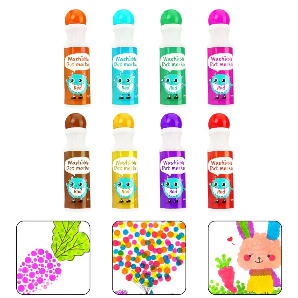 เด็กเครื่องเขียน Dot Markers ล้างทําความสะอาดได้ Dot สีเครื่องหมายรั่วฟรี DIY Craft วาดปากกาเด็กวัยหัดเดินศิลปะหัตถกรรม Dot สีชุด