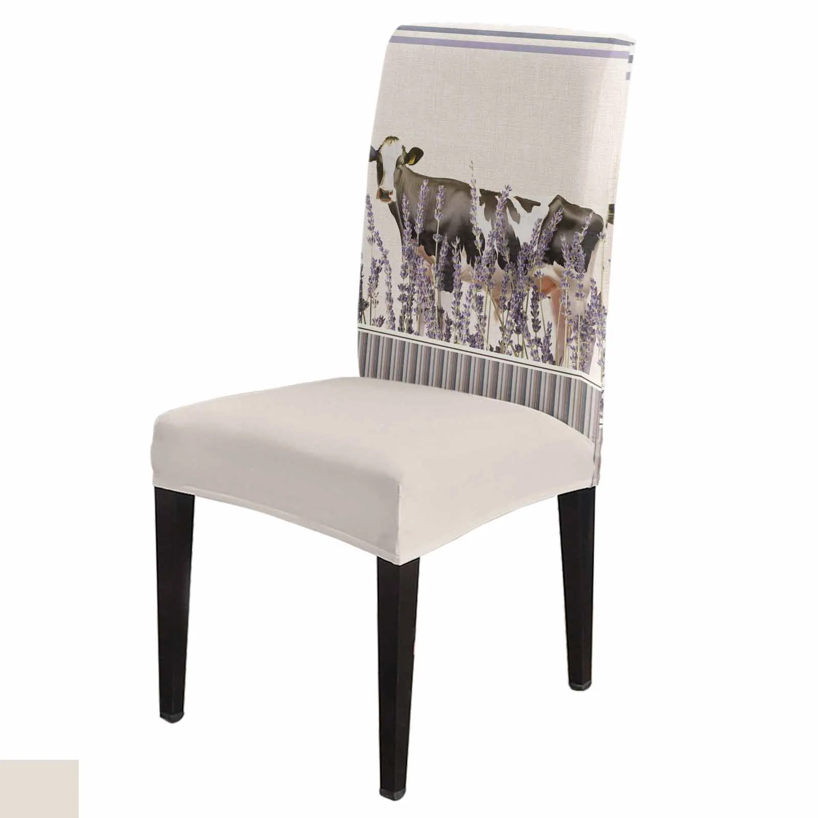 Farm Cows Lavender Stretch Chair Cover Hotel Dining Room Banquet Wedding Party Elastic Seat Chair Covers