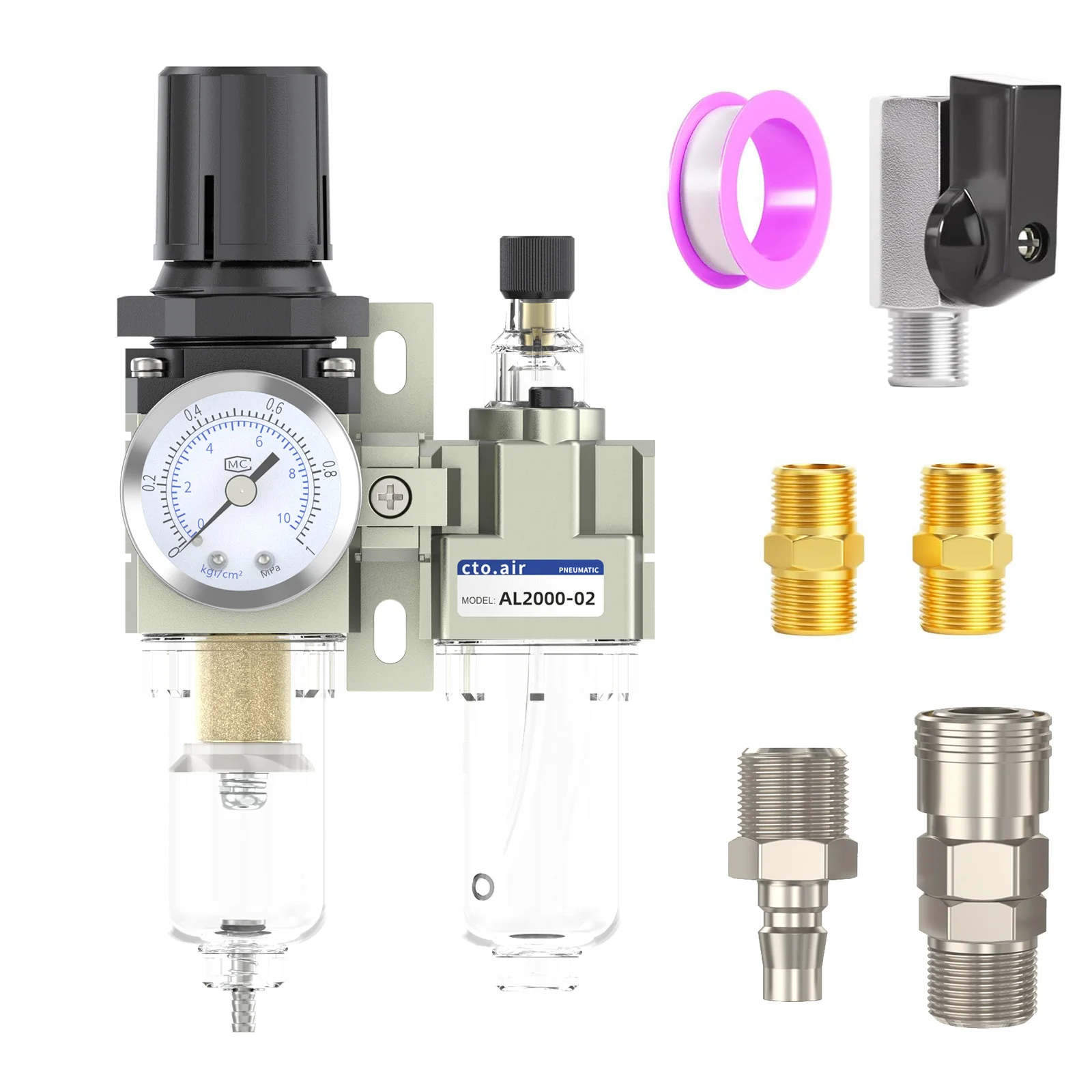

Pneumatic air filter AC2010 AC3010 AC4010 pressure regulator water/oil-water separation combination with pressure gauge