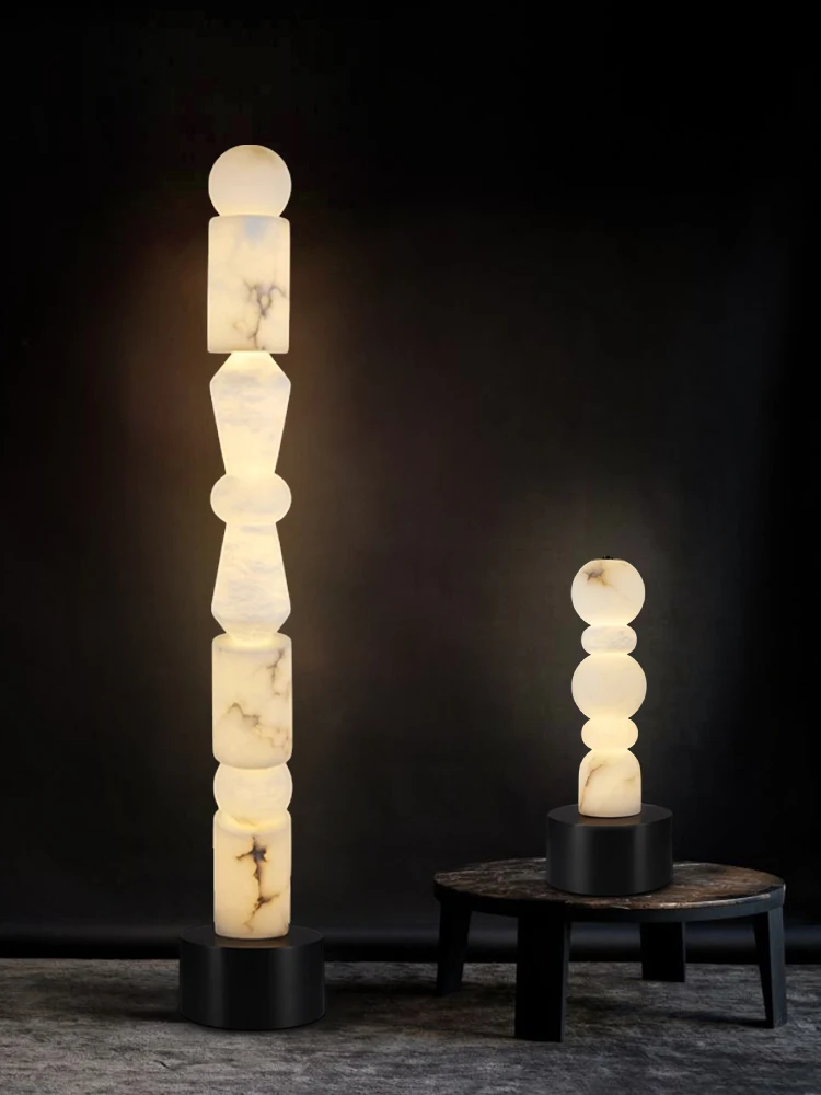 LED Home Deco Marble Tunnel Iron Black Gold Designer LED Lamp LED Light LED Alabaster Floor Lamp Floor Light For Bedroom Foyer