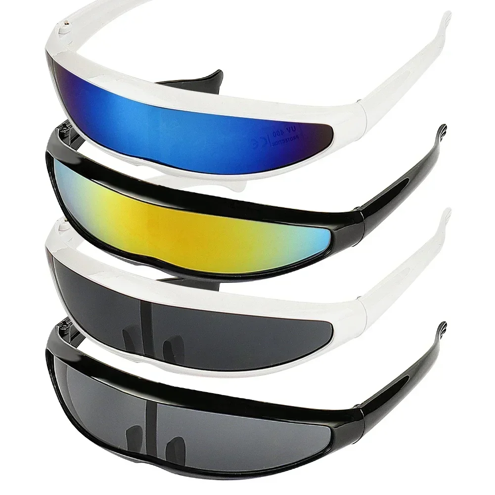 Personality Mirrored Lens Visor Sunglasses Laser Eyeglasses Futuristic Narrow Cyclops Glasses UV400  running cycling sunglasses