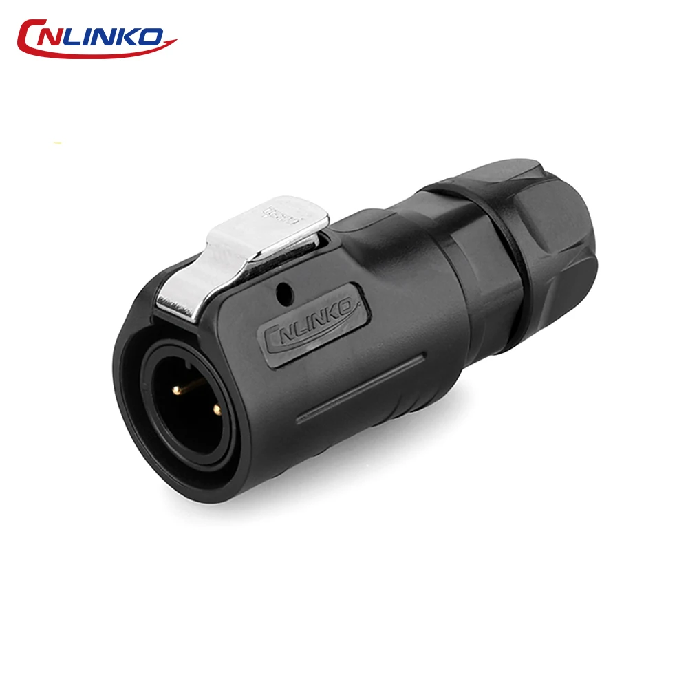 CNLINKO M12 Industrial Panel Mount Connector 5A 125V Waterproof IP68 PBT Solder Type Push-Pull Quick Lock for Outdoor Equipment