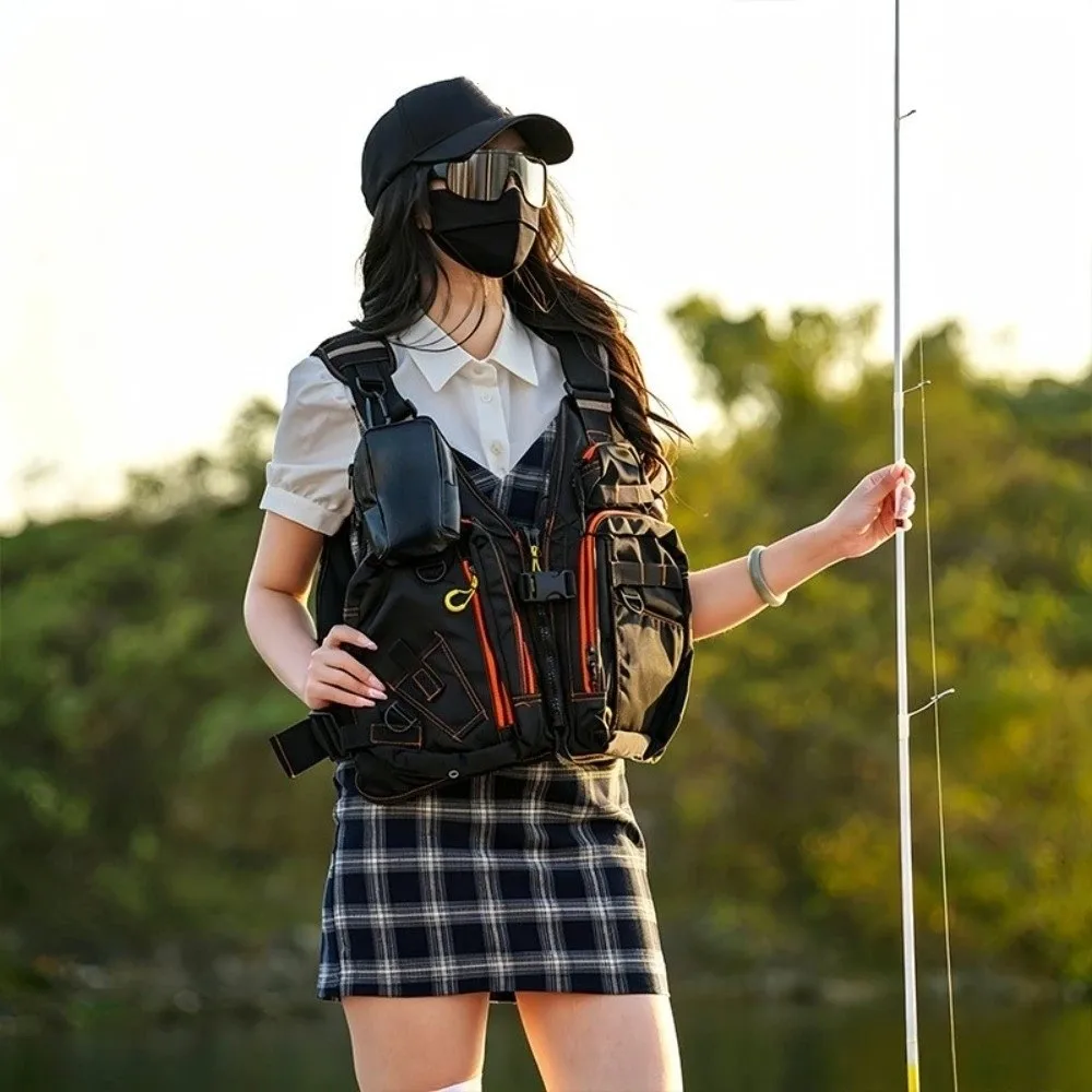 Buoyant Material Life Jacket Vest Multiple Pockets Storage Design Safety Life Jacket Multifunctional Vest Outdoor Fishing