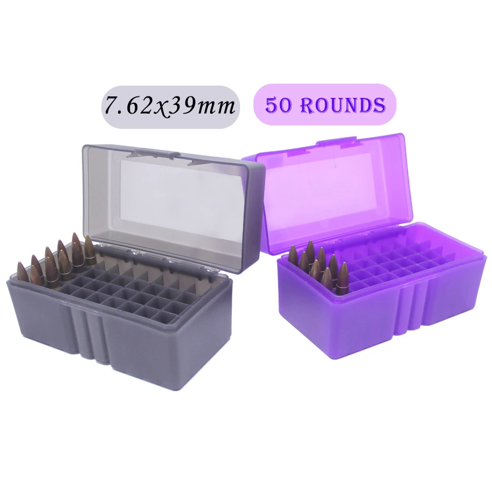 Tactical 50 Round Rifle Ammo Box Flip-Top Carrying Ammo Box for 243 .308 Win 7.62x39mm Ammo Carrying Box Hunting Accessories