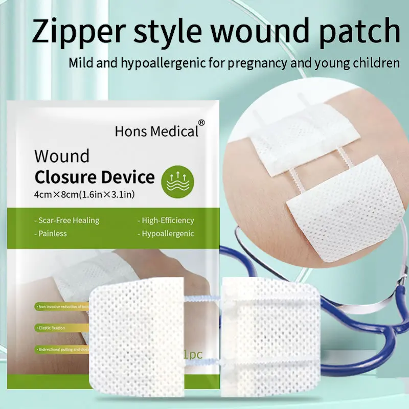 

Zipper painless wound closure device, no suture wound dressing closure strip kit, emergency tear closure