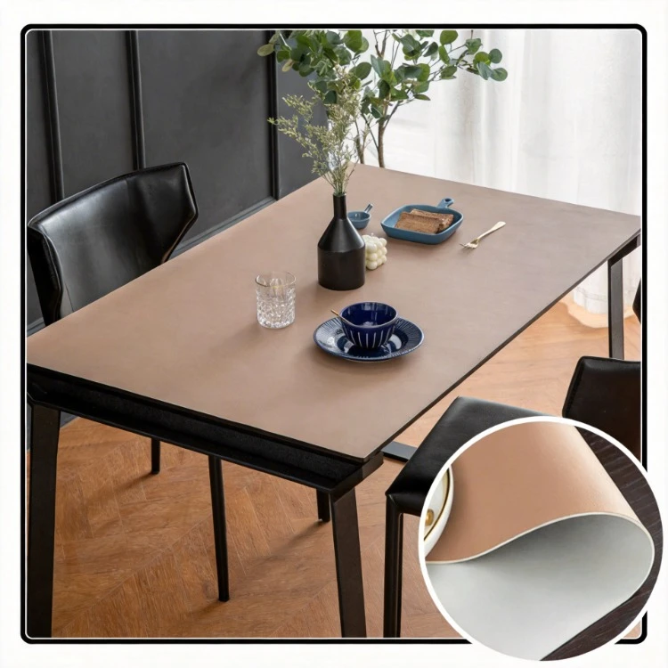 TPU Leather Rectangle Dining Coffee Table Pad Heatproof Waterproof Oilproof Washable Table Cover Protector Mat