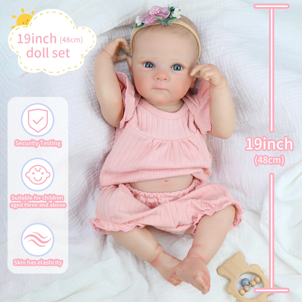 ตุ๊กตาเด็กทารกเกิดใหม่ เบตตี้ ขนาด 19 นิ้ว ทำจากซิลิโคนไวนิลเนื้อนุ่มเหมือนจริง ผมวาดด้วยมือ งานศิลปะ ของสะสม ของขวัญคริสต์มาส