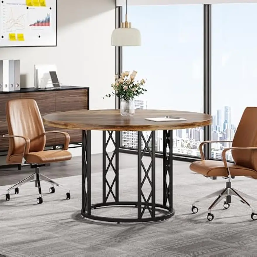 47" Round office Table, Round Business Meeting Table, Small Table Reception Negotiation for Office Meeting Conference Room