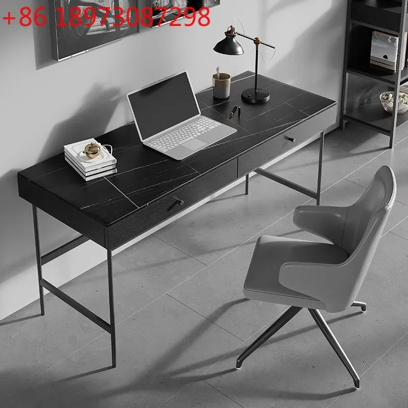 Italian minimalist rock slab desk Nordic solid wood simple modern home desktop computer desk