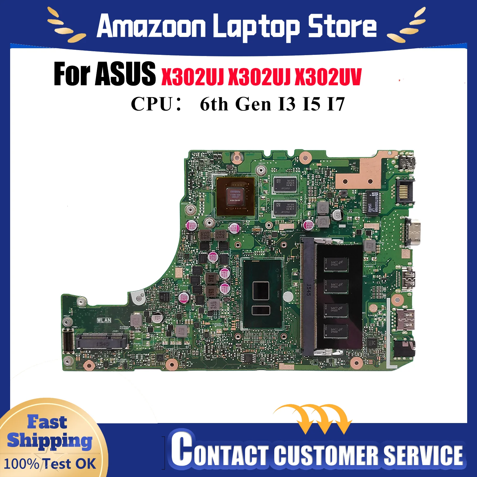 

X302UJ Материнская плата для ноутбука ASUS VivoBook X302UJ X302U X302UV Материнская плата для ноутбука с процессором I3 I5 I7 100% тестирование ОК быстрая доставка