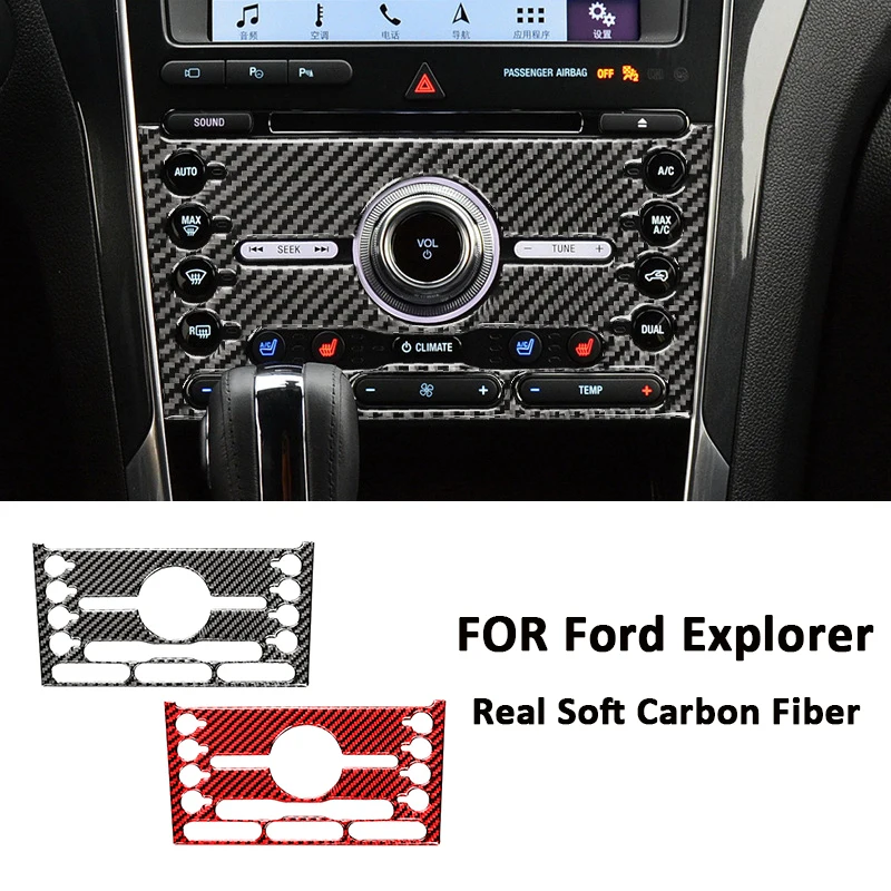 

For Ford Explorer Carbon Fiber Automotive Interior Central Console Radio CD Buttons Knob Panel Modification Decoration Sticker