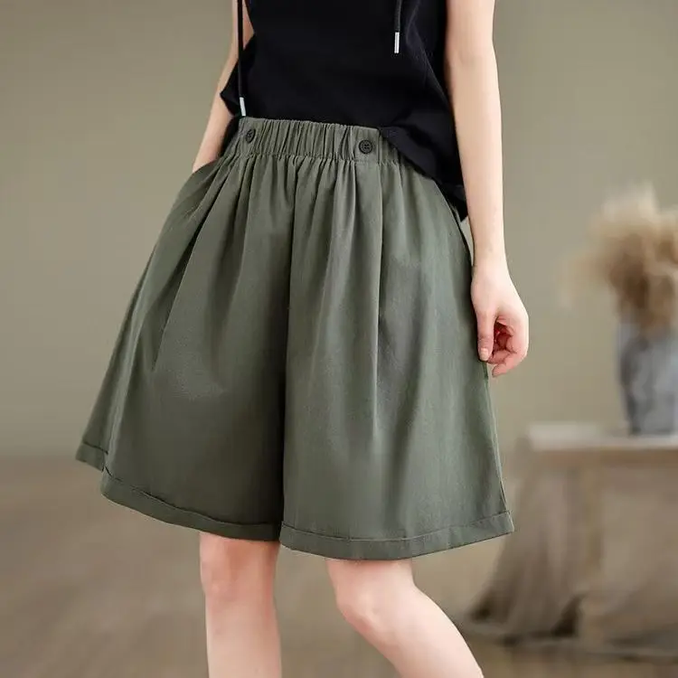 

High Waist Cotton Linen Wide Leg Casual Pants Women plus Size Summer New Style Harlan Pants Artistic Commute Style