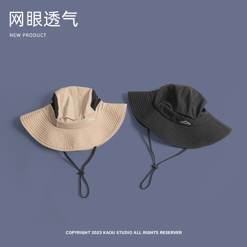 Japanese Functional Style Sunscreen Bucket Hats for Men and Women Summer Outdoor Leisure Mesh Breathable Quick Drying Hiking Cap