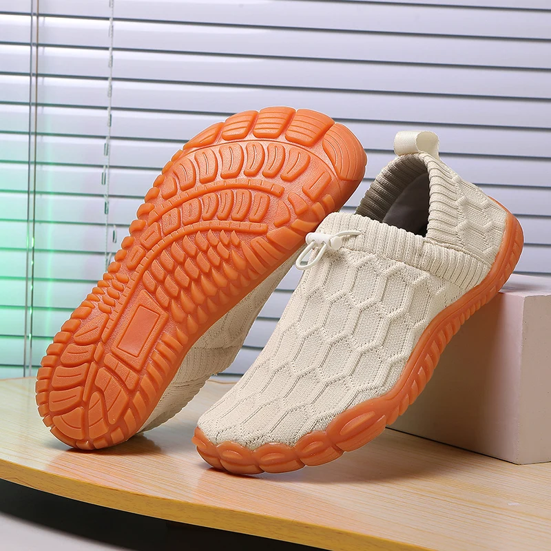 

Water shoes feature mesh uppers that drain water quickly and dry rapidly, keeping your feet dry all day long. The wear-resistant