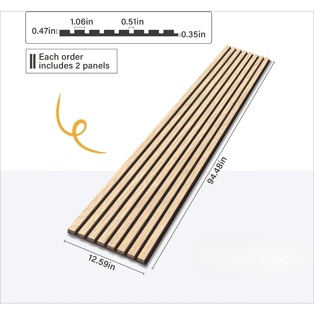 Paneles de pared de listones de madera, paquete de 2 listones de madera para pared, 94,48